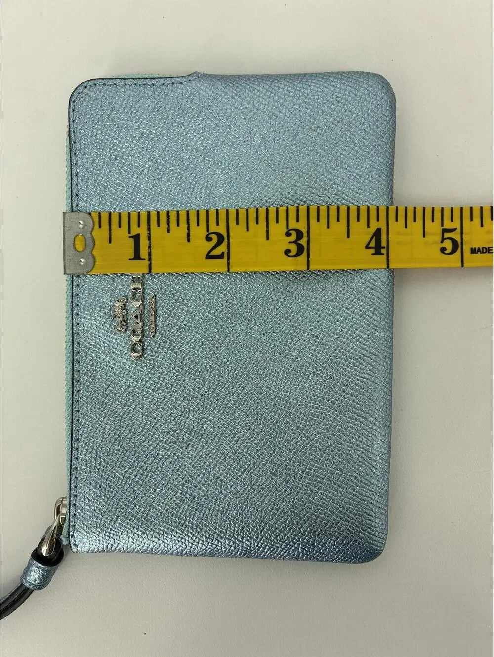 Coach Metallic Blue Leather Wristlet Wallet
